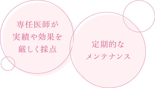 使っているものはすべて専任医師が厳選し、高い安全性を提供