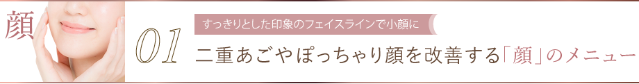 01 すっきりとした印象のフェイスラインで小顔に 二重あごやぽっちゃり顔を改善する「顔」のメニュー