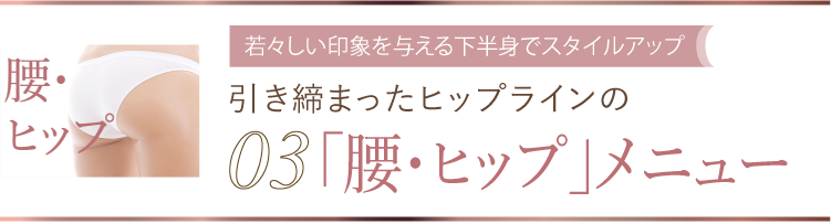 03 若々しい印象を与える下半身でスタイルアップ 引き締まったヒップラインの「腰・ヒップ」メニュー